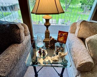 Glass and metal end table.  