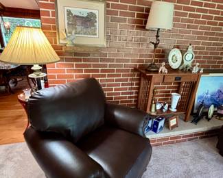 Leather chair with nail head trim