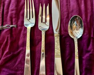 Gorham Golden Scroll-Sterling Silver four place setting service for eight.  So pretty!