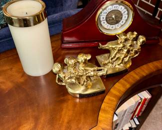 Book ends and mantel clock