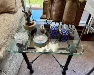 Glass and metal end table