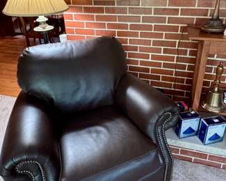 Leather chair with nail head trim