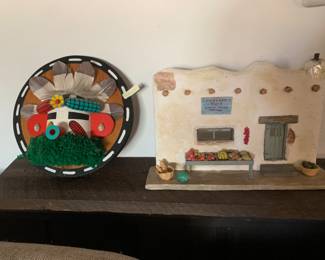 Akasken mask plaque and miniature Spanish wall art