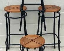 4 Wood Metal Stools