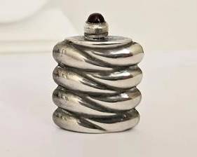 Vintage Sterling Silver with Red Stone Perfume Bottle
