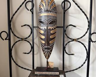 African Mask Iron Hall Tree