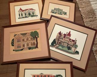 Framed Cross Stitch Galveston Landmarks