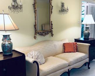 French Settee with with fine new silk fabric