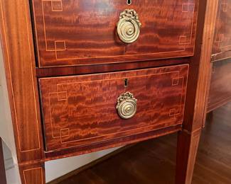 Dining rooms are back and this English sideboard is perfect..inlaid mahogany, circa 1790-1810..