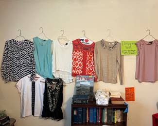 Designer wall of clothes and this is just the beginning, J.Crew, Lily, Pulitzer de Segal, Neiman Marcus, and Taylor, and so much more!