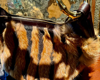 New with tags GUCCI fox fur bag with gold bamboo hardware