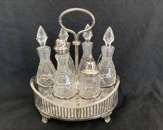 Elkington Silver Plate and Crystal Cruet Set