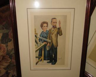 Now this collection of prints are fun, clever, and jovial. Vanity Fair Caricature of Marie and Pierre Curie