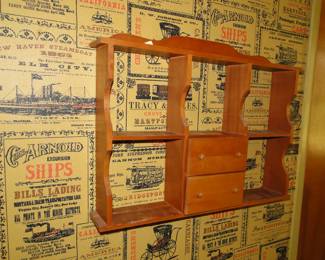 Small display shelf with two drawers