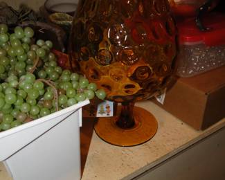 Amber large glass bowl