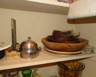 Wooden bowls, silver bowls, and glass bowls, and other bowls too.