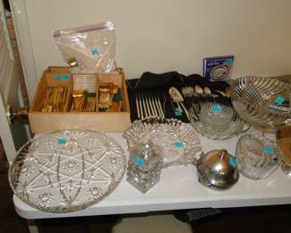 Cut glass pieces for serving and display