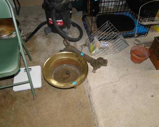 Brass kettle, and cast iron shoes cleaner