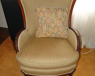 The classic and elegant design of these chairs is timeless, and priceless. Solid wood frame with a timeless elegance in the fabric