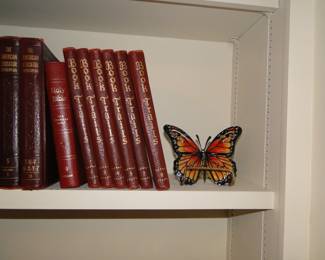 Vintage set of books, and a butterfly