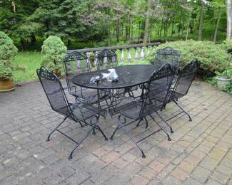 Wrought iron table and chair set