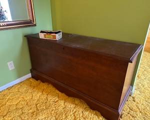 Huge wood trunk blanket chest