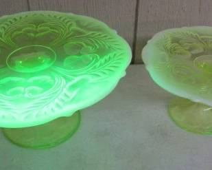 Vaseline Glass Cake Plates