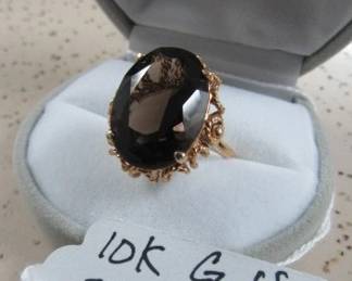 10K Gold Smokey Topaz Ring