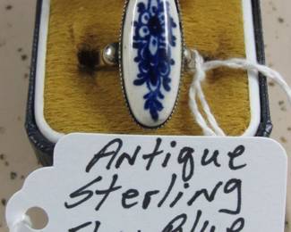 Antique Sterling Flow Blue Ring