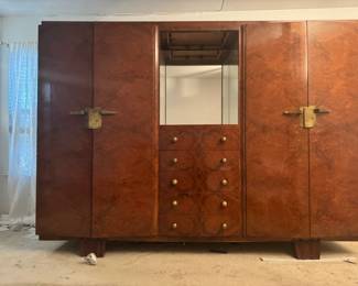 Large Antique Burled Wood Armoire