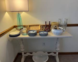 I’m in love with this table and color of the lamp.  So soothing.  Those 8 cup measuring cups could hold a whole family meal.