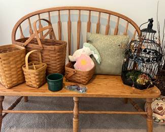 Nice oak bench and some Longaberger.