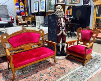 Vintage Sofa and Rocker Chair, Santa Chalk Board Orlando Estate Auction