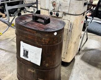 Vintage Chinese Barrel with Iron Rings and Vintage Cooker Orlando