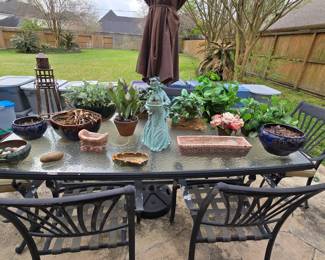 patio furniture, planters