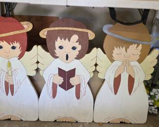 large wooden angel yard decor