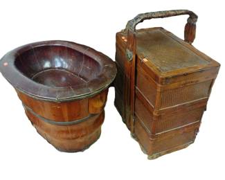 Chinese lacquered wood utility items