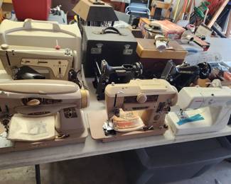 sewing machines, some for parts. Client repaired sewing machines and lots of parts