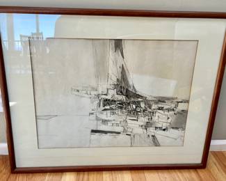 LISTED ARTIST: Another early work dated 1961 by Jeffrey Kronsnoble - ink, watercolor on paper