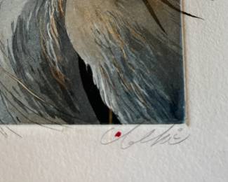 Each work receives her
special imprint....a small red dot that precedes her signature. It is an acknowledgement of
God's ever-present and lasting love and an affirmation of the wonder of His creation.