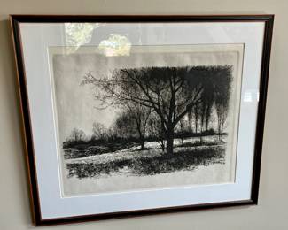 Antique etching - nicely framed