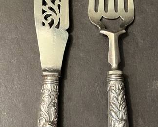Antique sterling handle fish set, pre-1890, Joseph Rogers