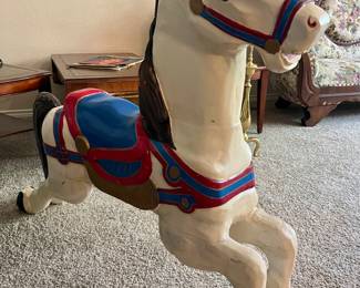 Rare 2008 Ralph Lauren Polo hand-painted SIGNED kids carousel horse. 33Hx32L