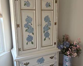 Handpainted Hydrangea Armoire