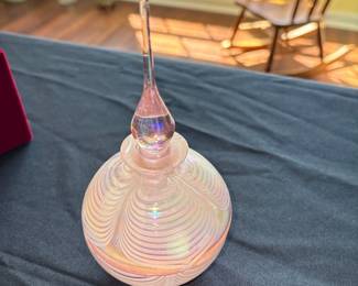 vintage pink and white swirl glass perfume bottle