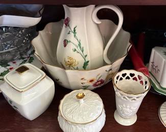 Lenox "The Chrysanthemum" Collection Large Bowl 9" & Pitcher
