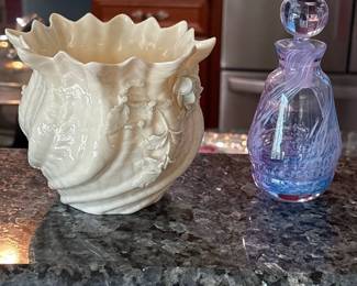 Belleek Irish Porcelain Applied Floral Flower Vase