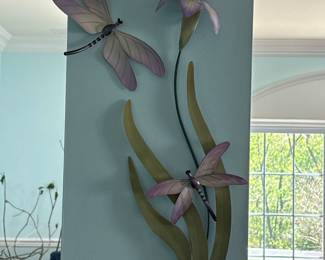 Dragonflies and Iris Blooms Metal Wall Sculpture Set