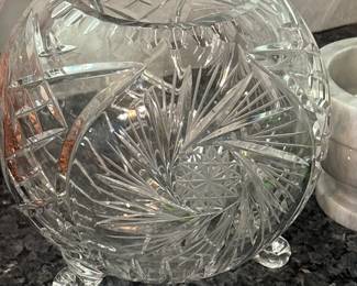 Vintage Crystal Three Legged Rose Bowl