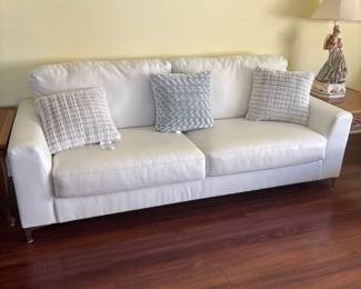 white leather sofa